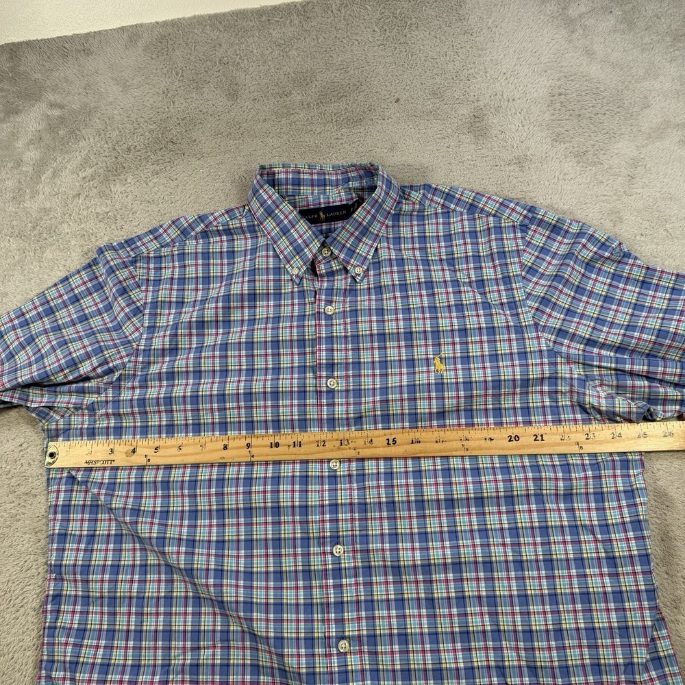 Polo Ralph Lauren Shirt Mens XL Blue Plaid Long Sleeve Button Down Pony Cotton - Picture 5 of 8